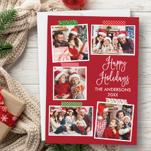 Roligt Calligraphy Glad helg Craft Tape Red Julkort