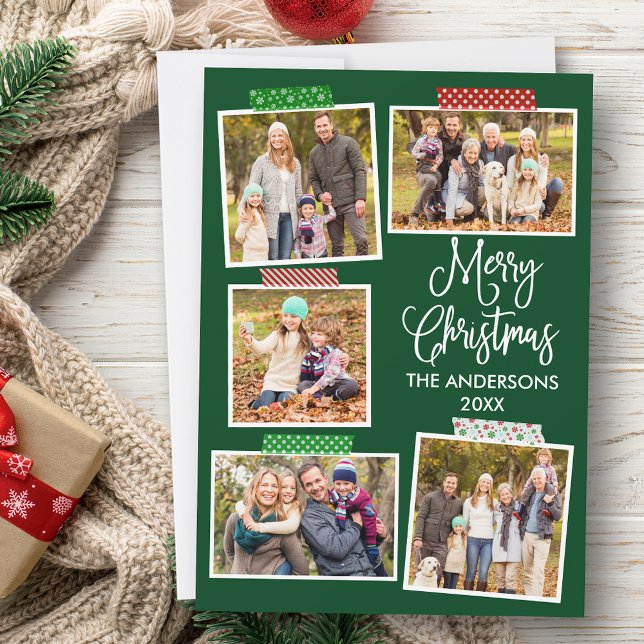 Roligt Calligraphy God jul Craft Tape Grönt Julkort (Customize to add text to back of card.)