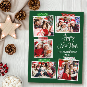 Roligt Calligraphy Gott nytt år Craft Tape Grönt Vykort