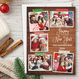 Roligt Calligraphy Gott nytt år Wood Craft Tape Julkort