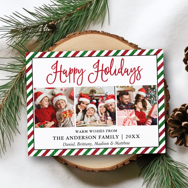 Roligt Calligraphy Helgdag Rand 3 Photo Vykort (Customize to change your personalized text size or text style.)