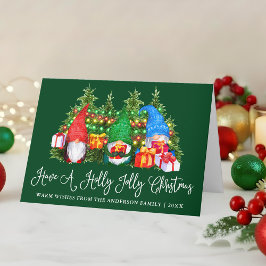 Roligt Calligraphy Holly Jolly JELGnomes Fold Helgkort
