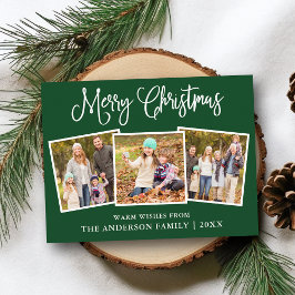 Roligt Calligraphy jul 3 Photos Grönt Vykort