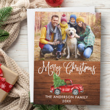 Roligt Calligraphy jul Wood Red Lastbil Photo