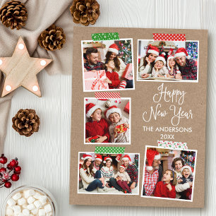 Roligt Calligraphy Kraft Gott nytt år Craft Tape Vykort