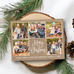 Roligt Calligraphy Rustic Kraft 5 Photo Jul Vykort<br><div class="desc">Modern Roligt Calligraphy Script Rustic Kraft God jul 5 Photo Collage Helgdag Postcard</div>