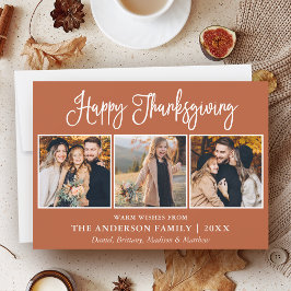 Roligt Calligraphy Thanksgiving Terracotta 3 Foton Julkort