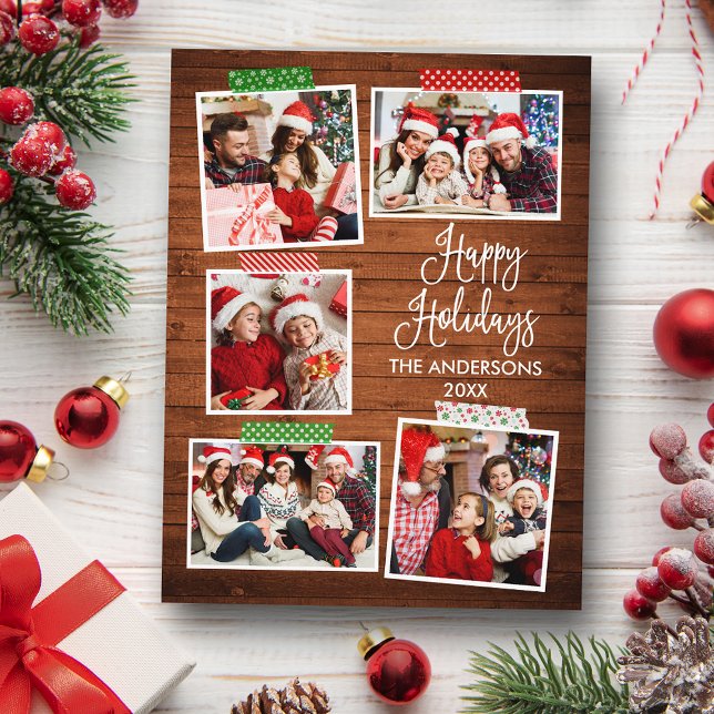 Roligt Calligraphy Wood Glad helg Craft Tape Vykort (Customize to change your personalized text size or text style.)