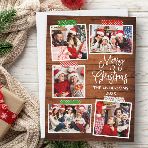 Roligt Calligraphy Wood God jul Craft Tape Julkort