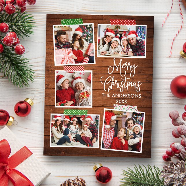 Roligt Calligraphy Wood God jul Craft Tape Vykort (Customize to change your personalized text size or text style.)