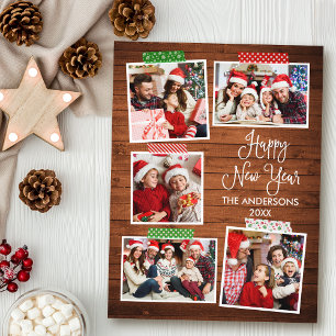 Roligt Calligraphy Wood Gott nytt år Craft Tape Vykort