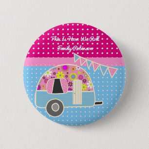 Roligt Camper Camping Party levererar Rosa Blue Re Knapp