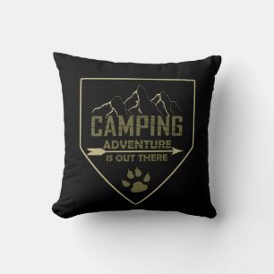 Roligt campingtält citat kudde