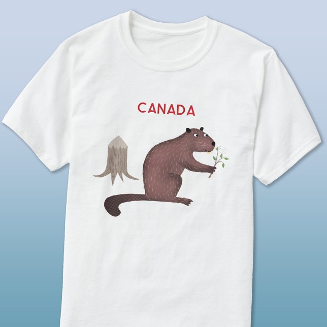 Roligt Canadian Beaver Canada T Shirt (Canadian Beaver patriotic Canada t-shirt for animal and wildlife lovers)