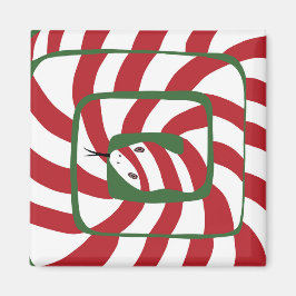 Roligt Candy cane Red Stripe Abstrakt Snake Magnet