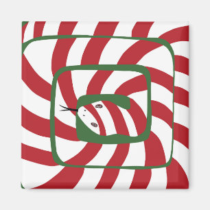Roligt Candy cane Red Stripe Abstrakt Snake Magnet