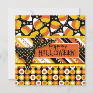 Roligt Candy corn Halloween färger Inbjudningar