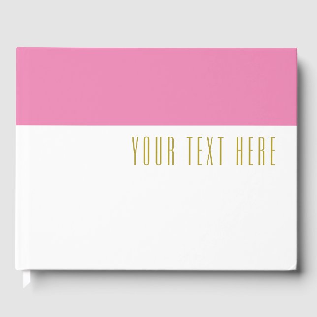 Roligt Candy Rosa Top Färg Blockera på vit text Gästböcker (Framsida)