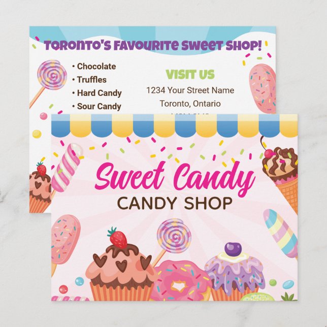 Roligt Candy Shop Flyer-vykort Vykort (Fram/baksida)