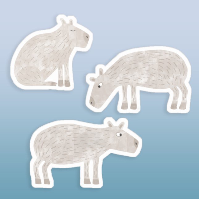 Roligt Capybara Klistermärken (Fun Capybara stickers for wildlife and animal lovers. Original art by Nic Squirrell. )