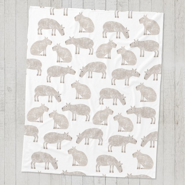 Roligt Capybara Mönster Fleecefilt (Fun capybara watercolor pattern fleece blanket)
