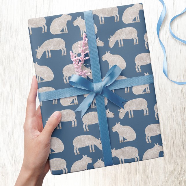 Roligt Capybara Presentpapper (Fun capybara pattern gift wrapping paper)