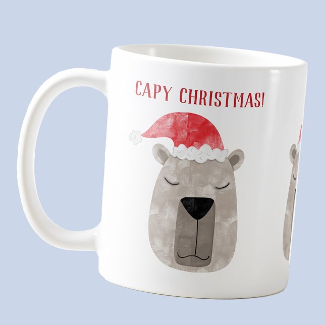 Roligt Capybara Santa Hat-jul Kaffemugg (Fun capybara Santa hat custom text Christmas coffee mug)