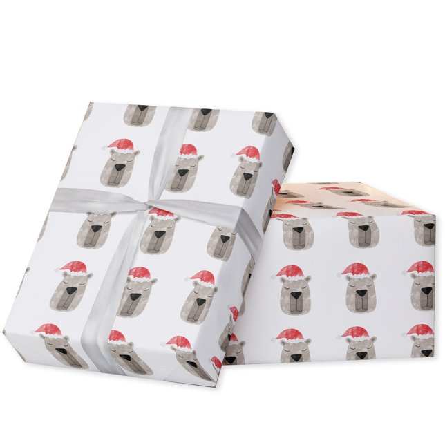 Roligt Capybara Santa Hat-jul Presentpapper (Fun capybara in a Santa hat pattern Christmas gift wrap for the winter holidays.)