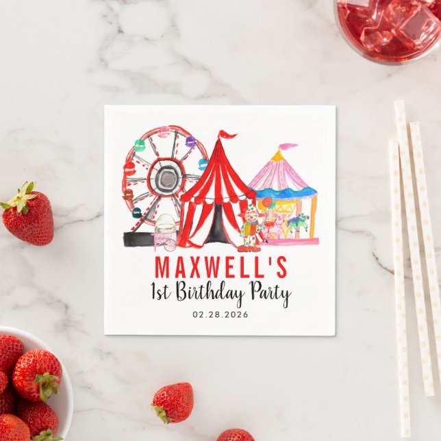 Roligt Carnival Circus Festival Show Barns födelse Pappersservett (Insitu)
