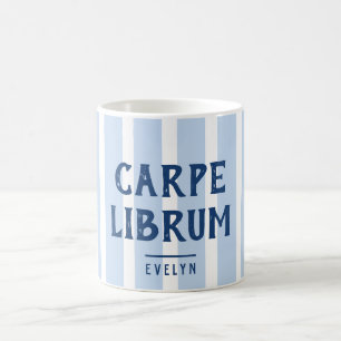 Roligt Carpe Librum Citat Bibliotekarie Randig Kaffemugg