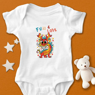 Roligt Carton Dragon Kinesisk nyårsgåva för Fu Kid T Shirt