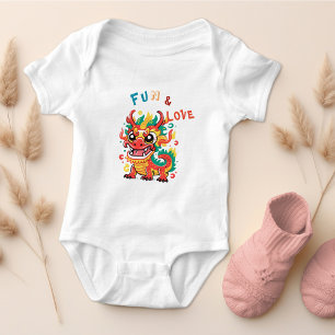 Roligt Carton Dragon Kinesisk nyårsgåva för Fu Kid T Shirt