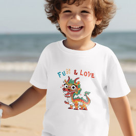 Roligt Carton Dragon Kinesisk nyårsgåva för Fu Kid T Shirt