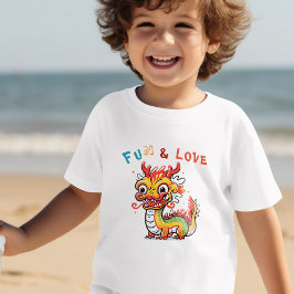 Roligt Carton Dragon Kinesisk nyårsgåva för Fu Kid T Shirt