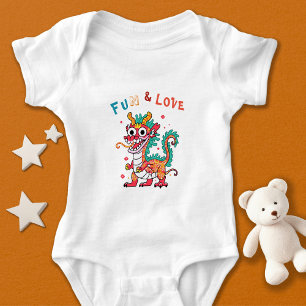 Roligt Carton Dragon Kinesiska nyår Fu Kids Gift B T Shirt