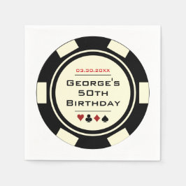 Roligt Casino Poker Chip i Black Off White Birthda Pappersservett