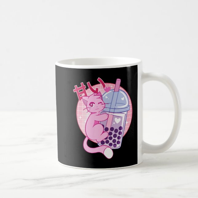 Roligt Cat Boba Tea Bubble Tea Anime Kawaii Gift G Kaffemugg (Höger)
