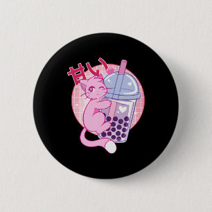Roligt Cat Boba Tea Bubble Tea Anime Kawaii Gift G Knapp