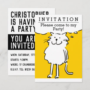 Roligt Cat Design Party-inbjudan Inbjudningar