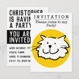Roligt Cat Design Party-inbjudan Inbjudningar