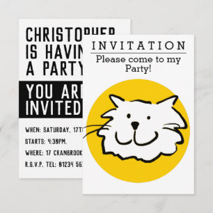 Roligt Cat Design Party-inbjudan Inbjudningar