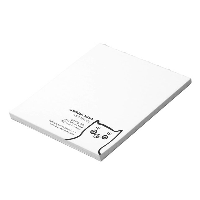 Roligt Cat Hand plockade Black White Simple Pet Se Anteckningsblock (Roterad)