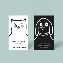Roligt Cat Hund Black White Pet Service Visitkort