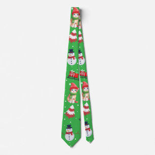 Roligt cat kattunge Santa animal snögubbe Sled Jul Slips