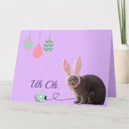 Roligt Cat med Bunny Öron Anpassningsbar Påsk Card Kort