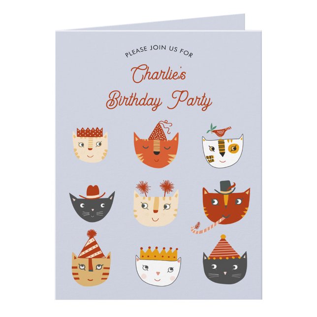 Roligt Cat Personlig Födelsedagsfest inbjudan (Fun kitty cat personalized birthday party invitation for animal lovers)