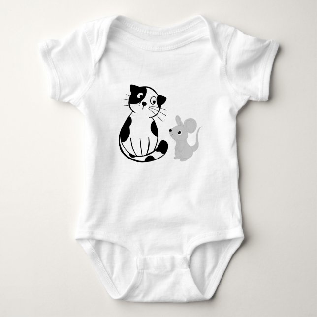Roligt Cat & Råtta Graphic Baby Bodykostym T Shirt (Framsida)
