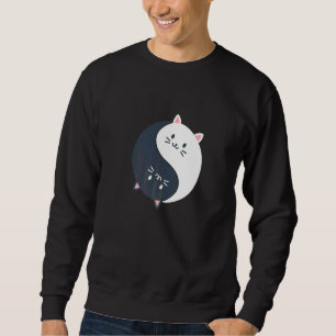 Roligt Cat Yin och Yang Lång Ärmad Tröja