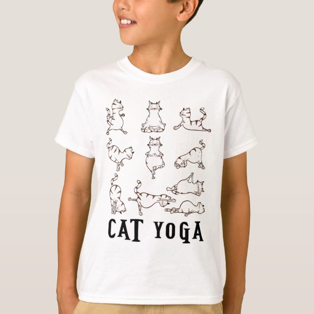 Roligt Cat Yoga Gift T Shirt (Framsida)
