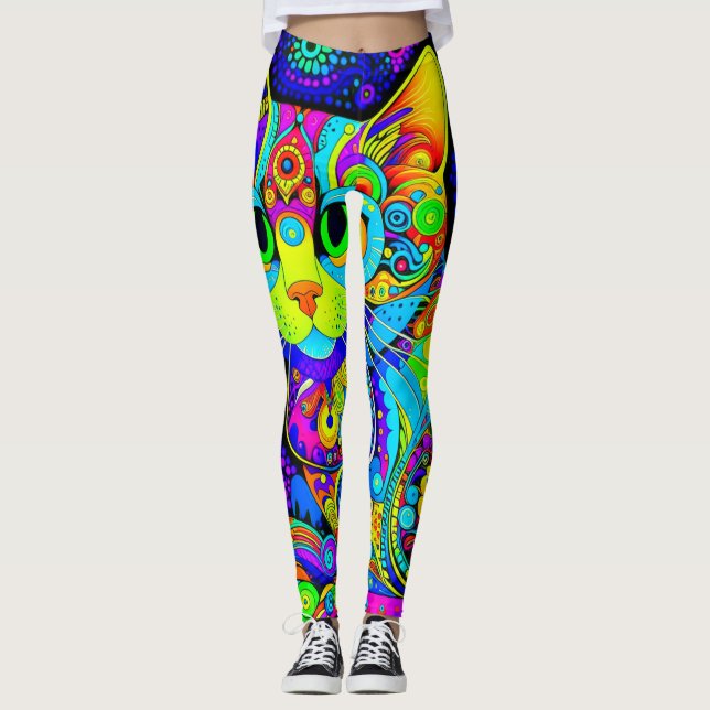 Roligt Catnip Stoned Tomcat All-over-Print Legging (Framsida)